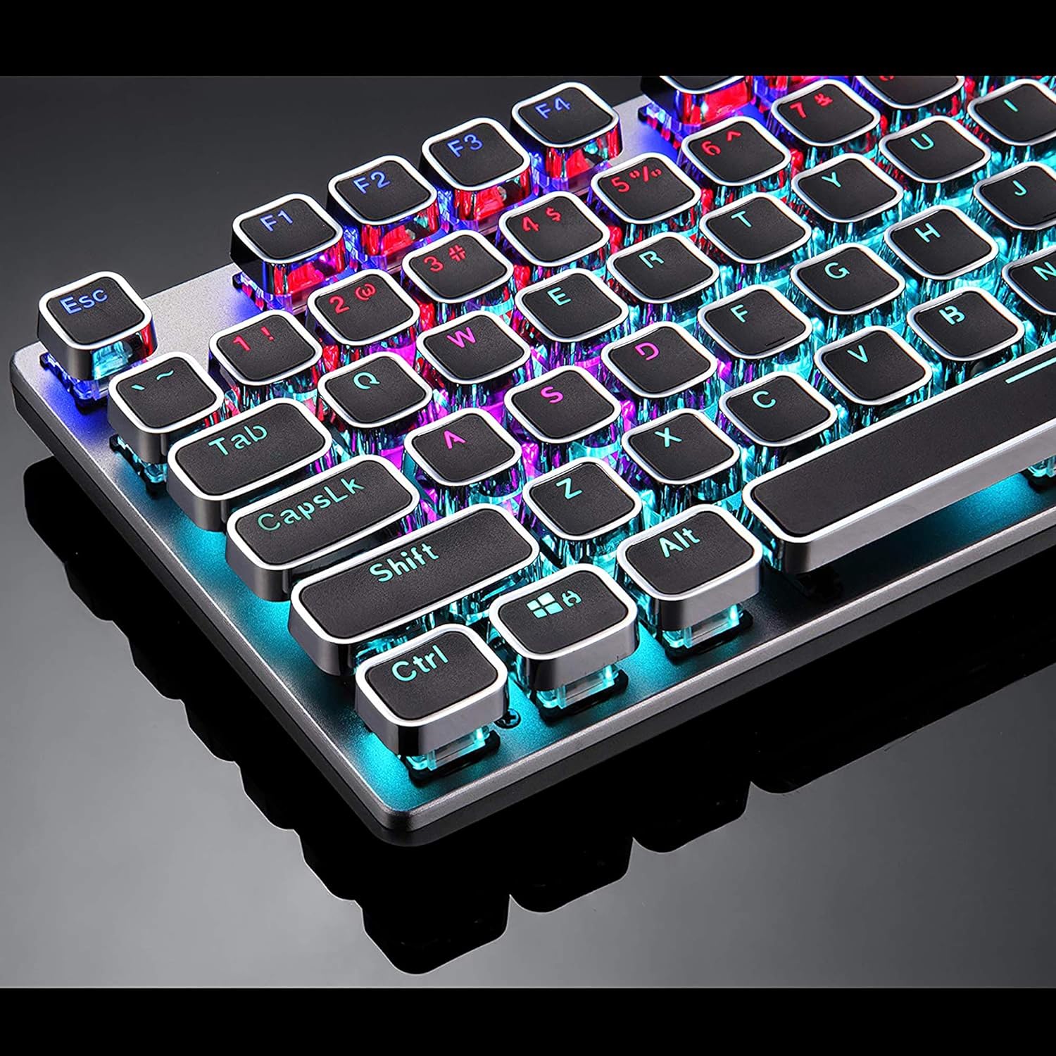 F2058 Blue Switch Wired 104 Keys Full Sized Mechanical Gaming Keyboard with Removable Magnetic Wrist Rest