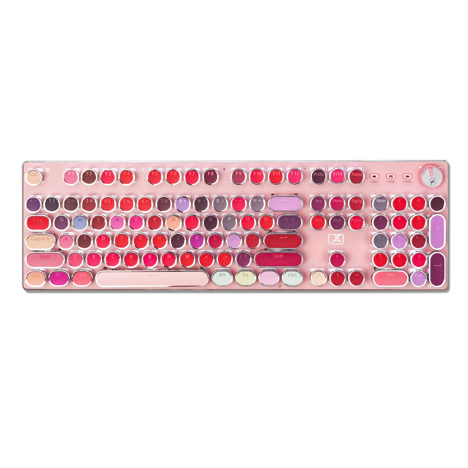 Pink X9-Series Blue Switch 104-Key Round Keycaps Wired Mechanical Keyboard