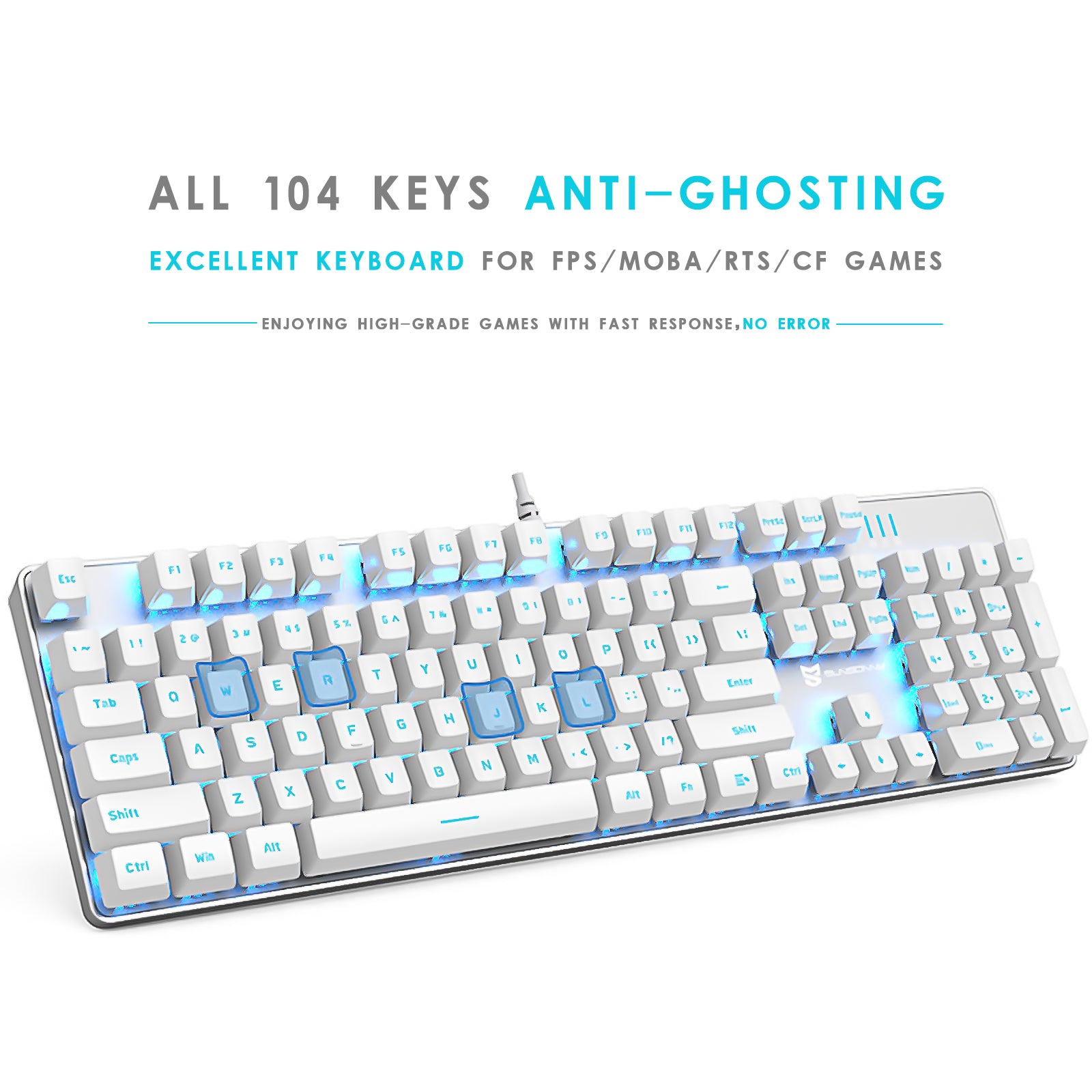 J9-Series Wired 104-Key Anti-Ghosting Blue Switch Mechanical