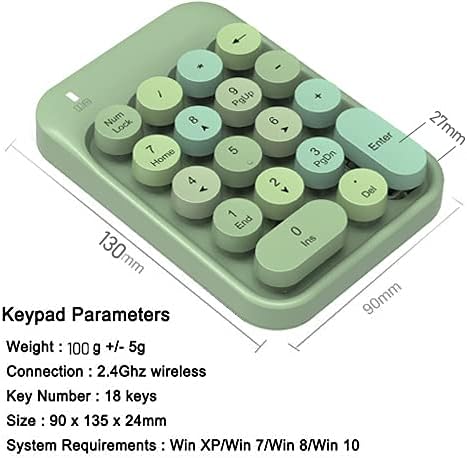 Wireless-Series 18 Keys Wireless Round Keycaps Number Pad with 2.4GHz USB Receiver