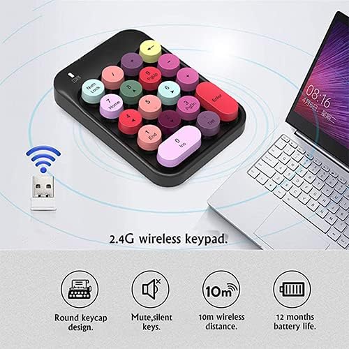 Wireless-Series 18 Keys Wireless Round Keycaps Number Pad with 2.4GHz USB Receiver