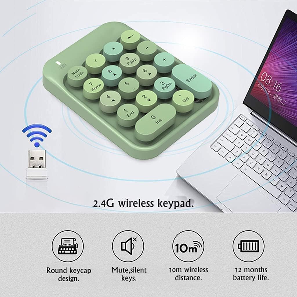 Wireless-Series 18 Keys Wireless Round Keycaps Number Pad with 2.4GHz USB Receiver