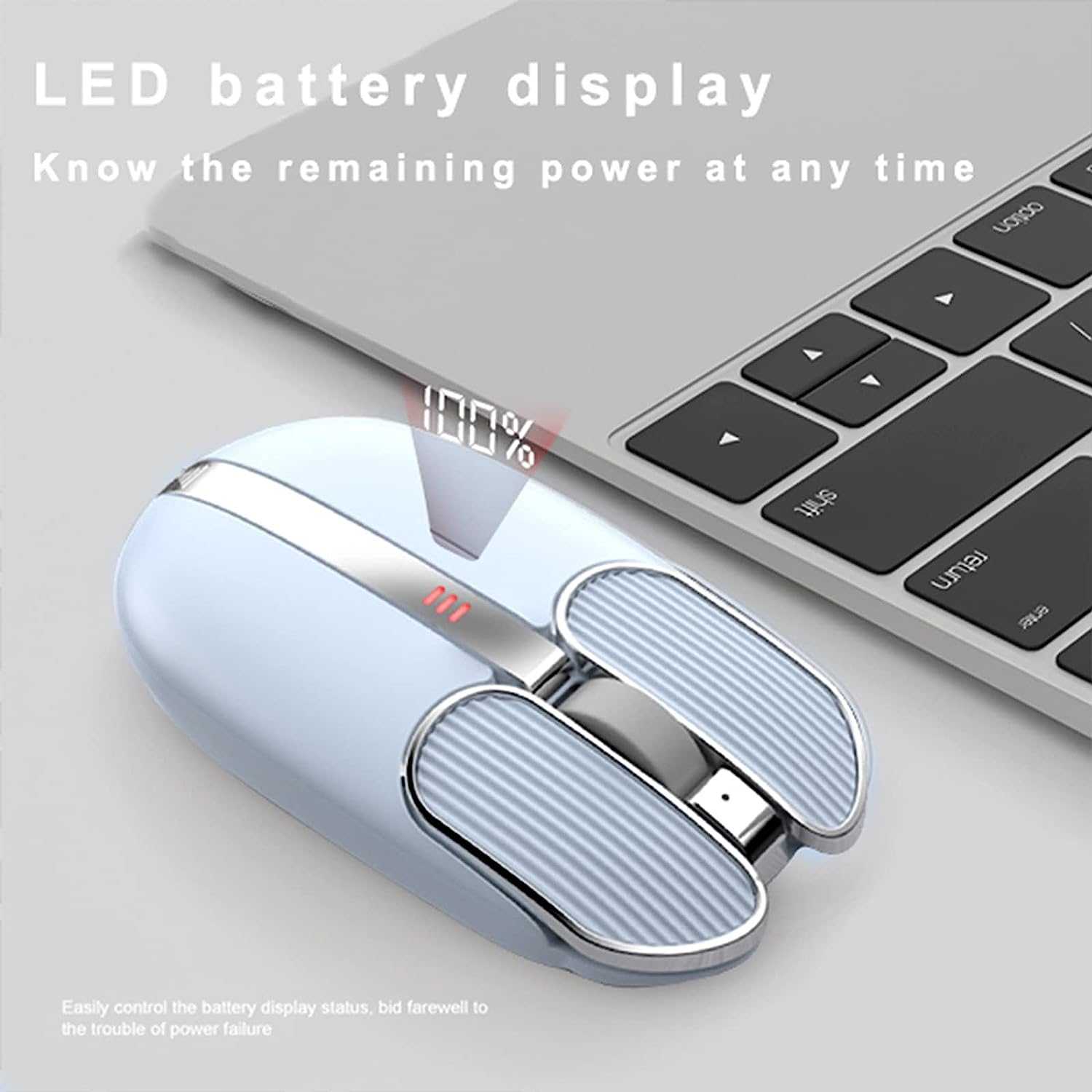 EZ-Series 2.4G Wireless USB Wired Dual Mode Rechargeable Mice with Battery Alarm Display