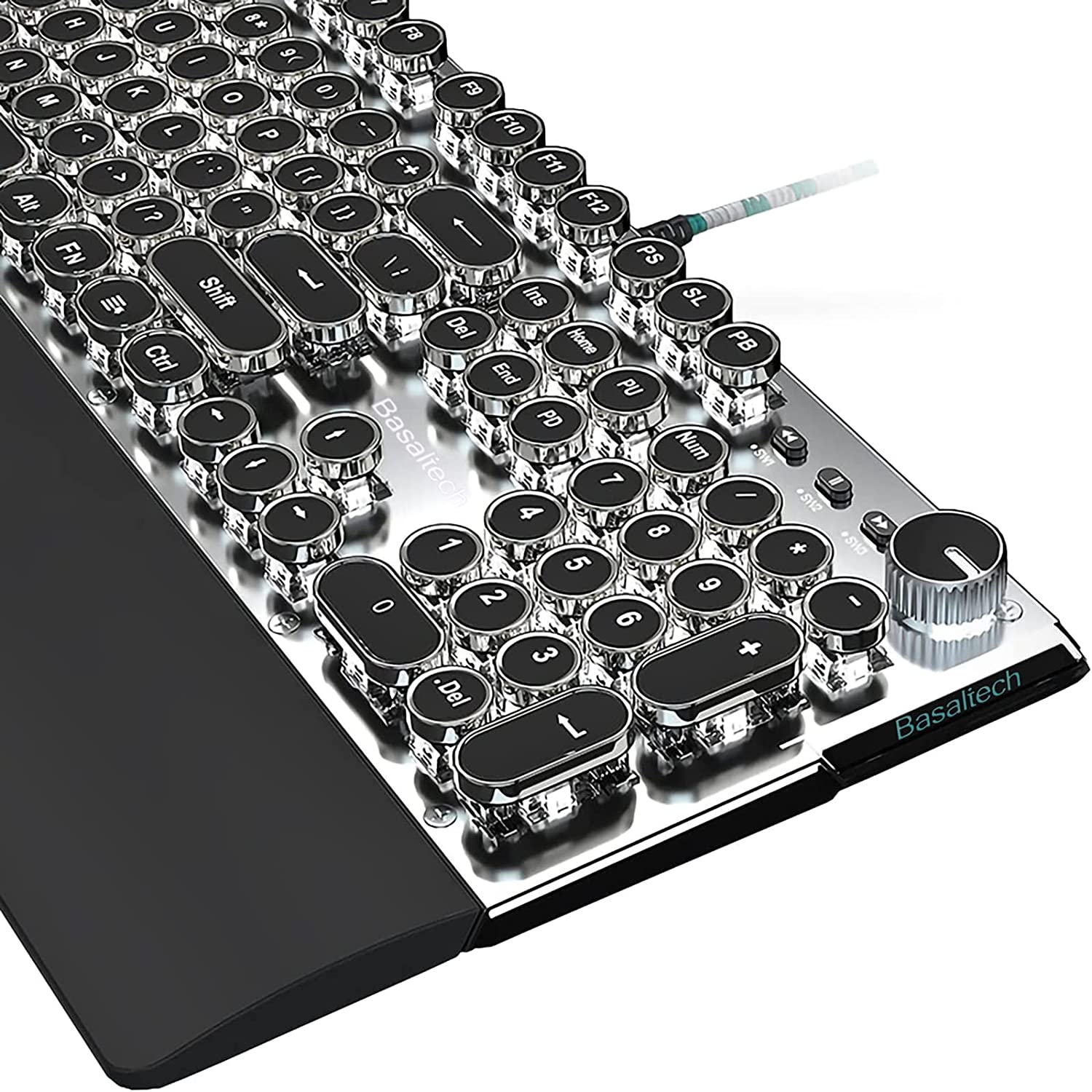 X60-Series 104-Keys Full Sized Blue Switch Backlit Wired with Removable Magnetic Wrist Rest Keyboard