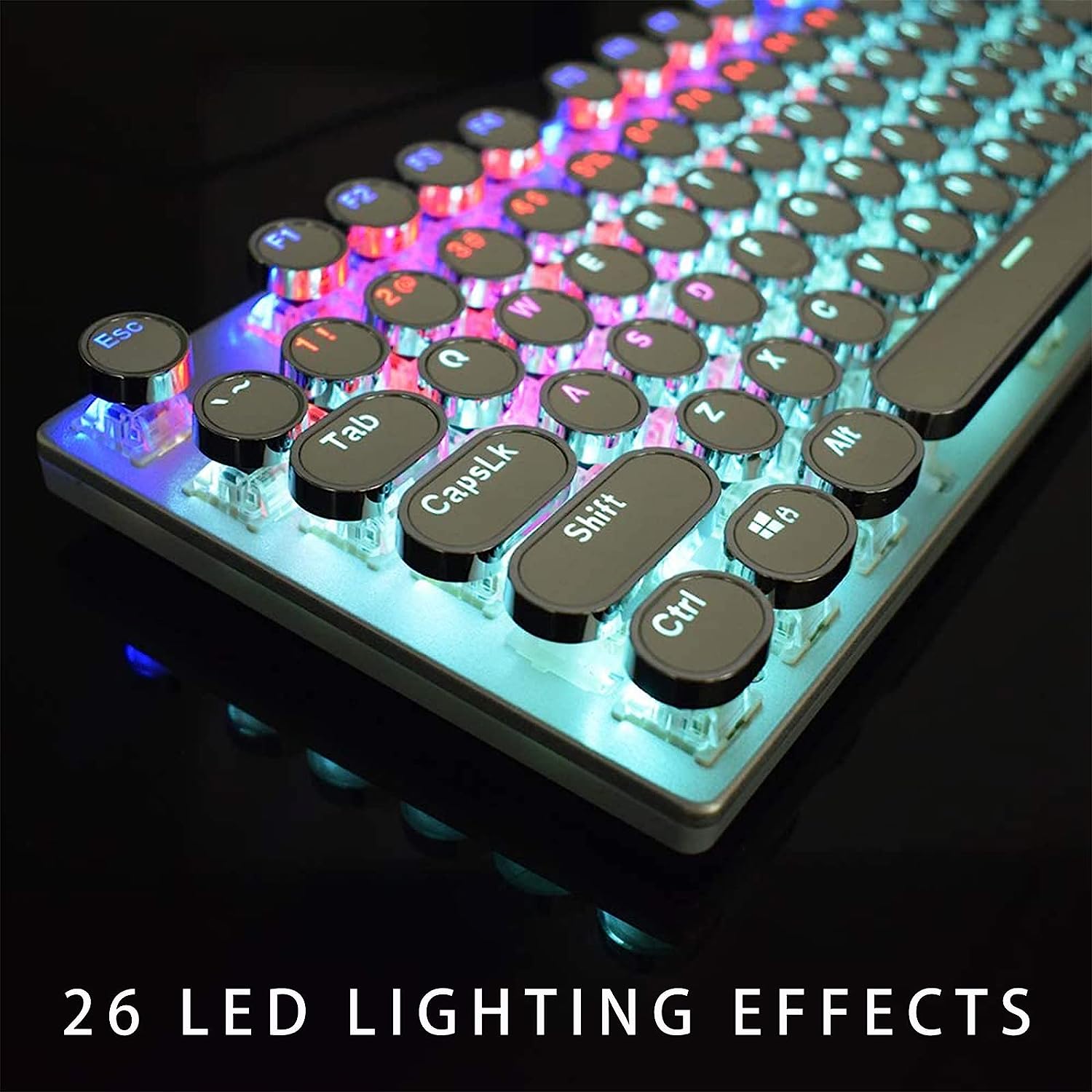 F2058 Blue Switch Wired 104 Keys Full Sized Mechanical Gaming Keyboard with Removable Magnetic Wrist Rest