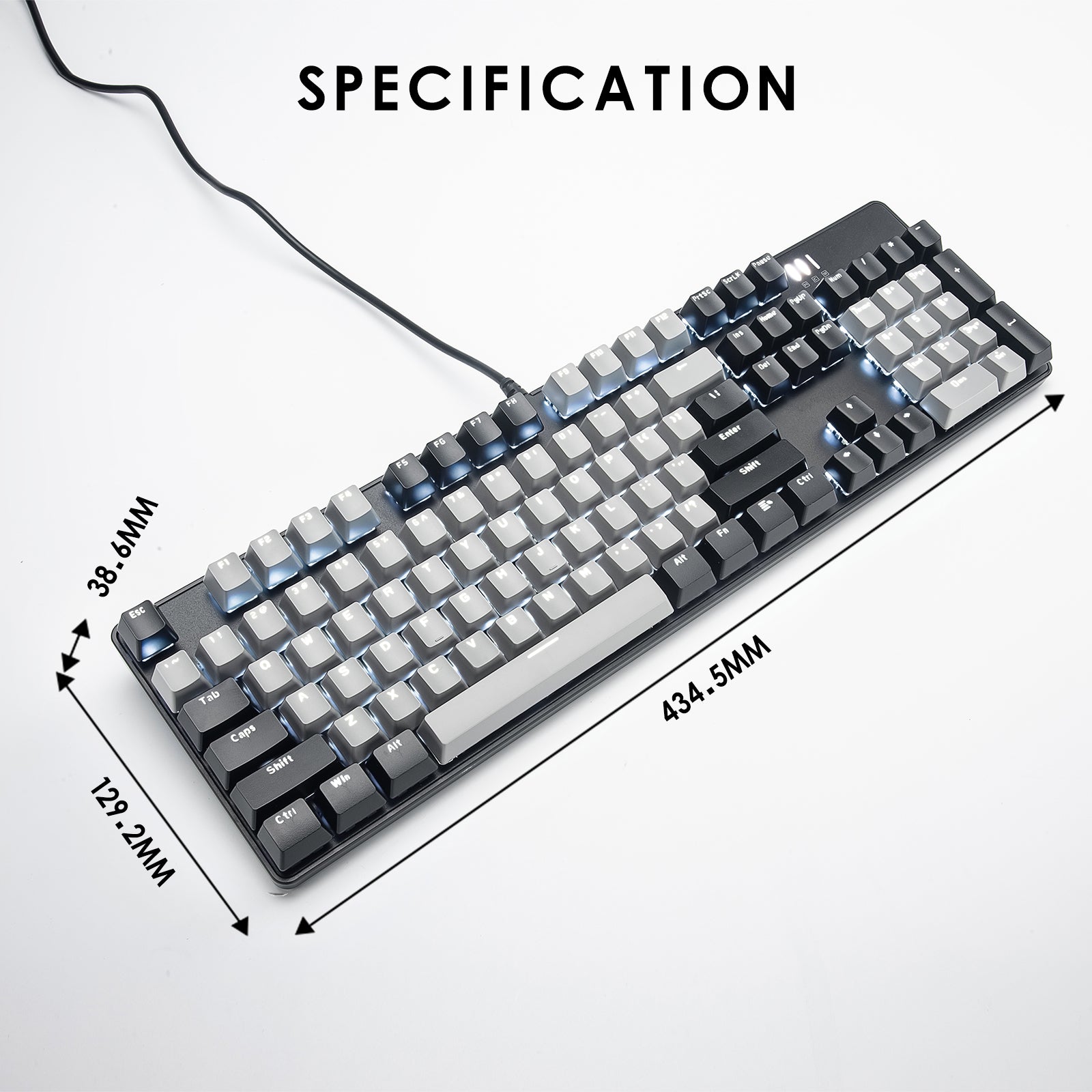 J9-Series Wired 104-Key Anti-Ghosting Blue Switch Mechanical Gaming Keyboard with Blue LED Backlit