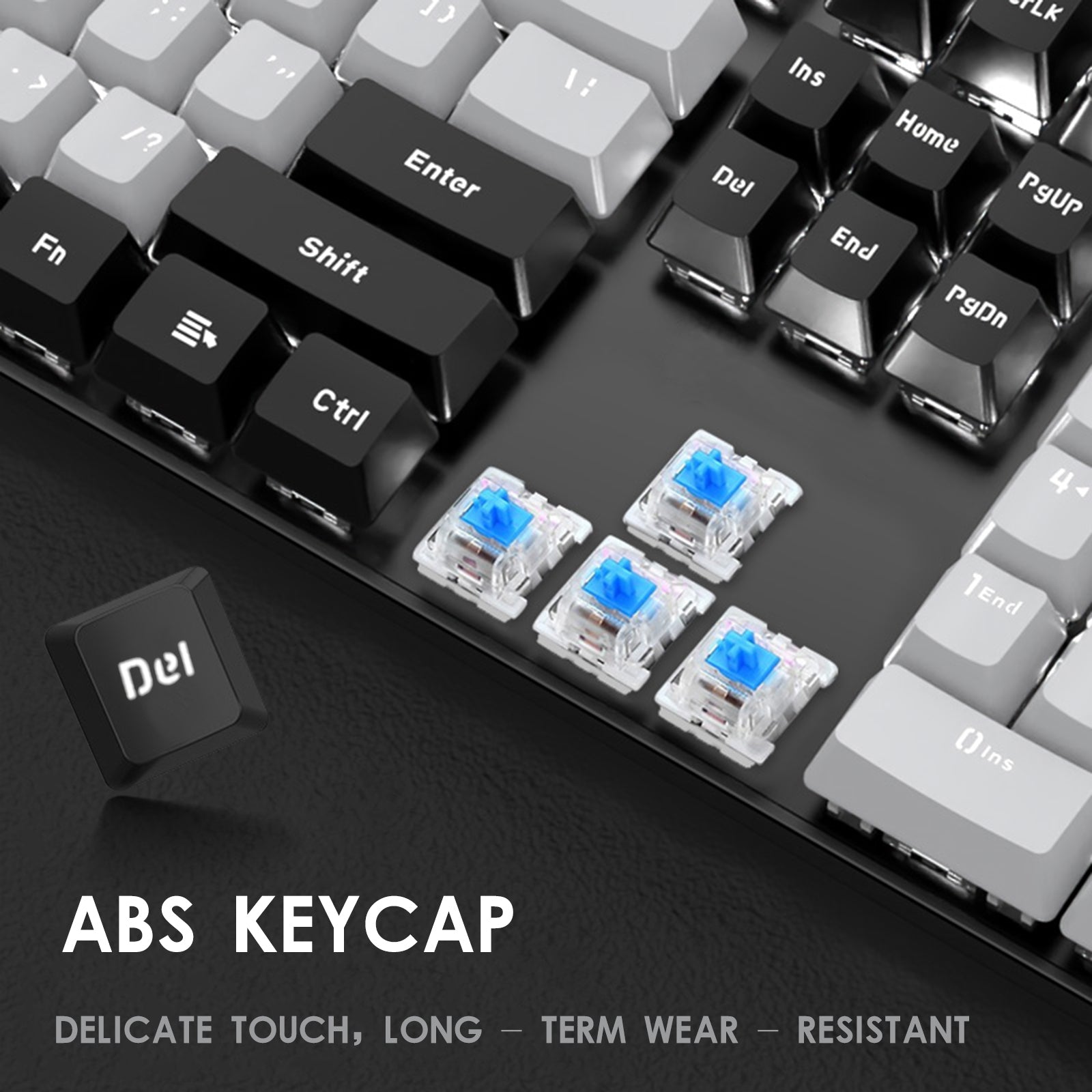 J9-Series Wired 104-Key Anti-Ghosting Blue Switch Mechanical Gaming Keyboard with Blue LED Backlit